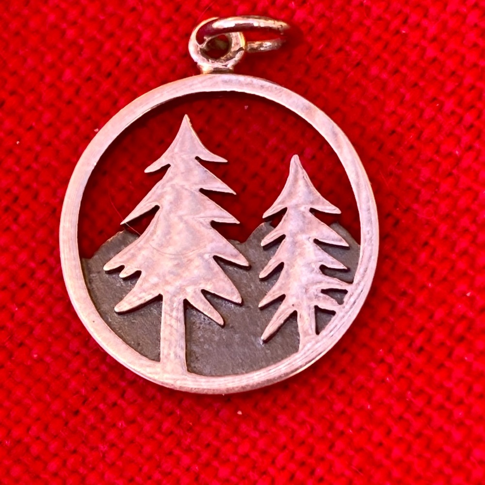 Sterling Silver 925  Mountain Pines Pendant NEW Artist Made 3/4”